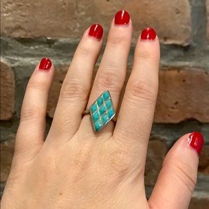 Sterling silver aqua ring vintage jewelry
